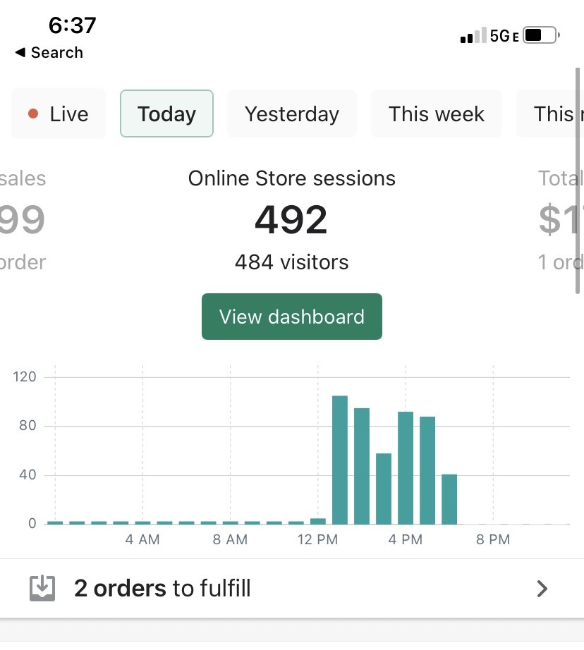 Shopify analytics for the Squid Game store, 492 sessions